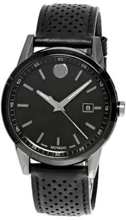 MOVADO Museum Sport 42MM Black Dial LTHR Men's Watch 0607559