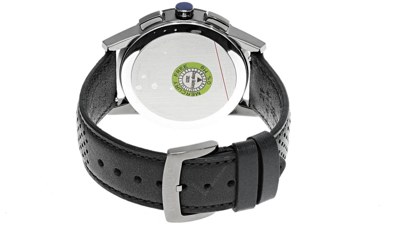 MOVADO Museum Sport 43MM CHRONO SS Blue Dial Leather Men's Watch 0607561 3 MOVADO Museum Sport 43MM CHRONO SS Blue Dial Leather Men's Watch 0607561 - Image 3