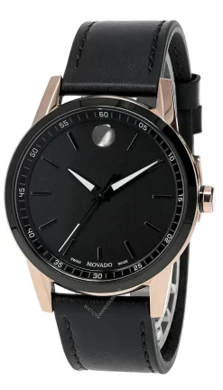 MOVADO Museum Sport BLK Dial Black Leather Men's Watch 0607358