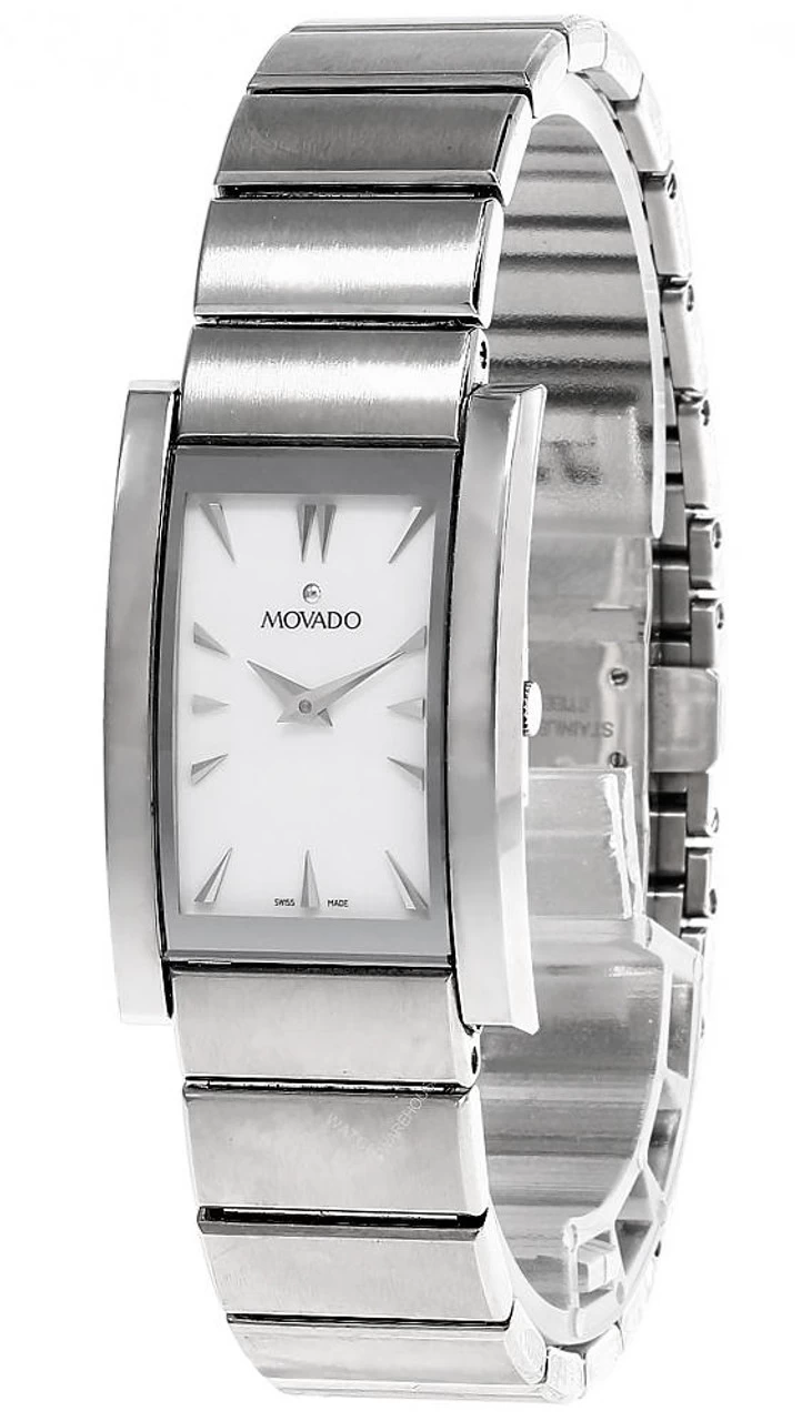 MOVADO Quartz S-Steel White Rectangular Dial Women's Watch 0605561 1 MOVADO Quartz S-Steel White Rectangular Dial Women's Watch 0605561
