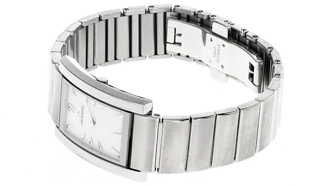 MOVADO Quartz S-Steel White Rectangular Dial Women's Watch 0605561 2 MOVADO Quartz S-Steel White Rectangular Dial Women's Watch 0605561 - Image 2
