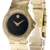 MOVADO Sport 26MM Quartz Black Museum Dial Gold Women's Watch 0604726