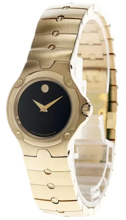 MOVADO Sport 26MM Quartz Black Museum Dial Gold Women's Watch 0604726