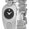 MOVADO Timema S-Steel Black Dial Diamond Band Women's Watch 0605447