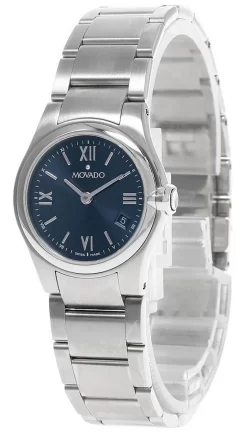 MOVADO Viro 26MM Stainless Steel Blue Dial Women's Watch 0605674
