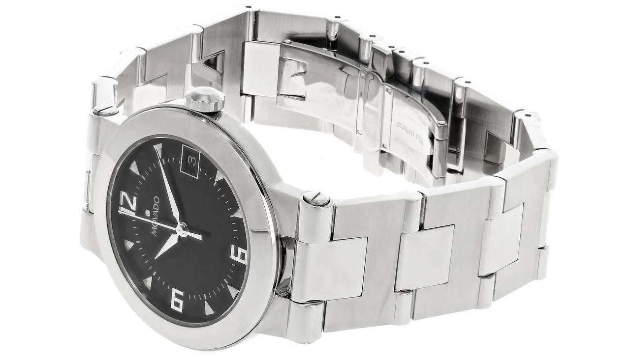 MOVADO Vizio Stainless Steel Black Dial Date Men's Watch 1605695 2 MOVADO Vizio Stainless Steel Black Dial Date Men's Watch 1605695 - Image 2