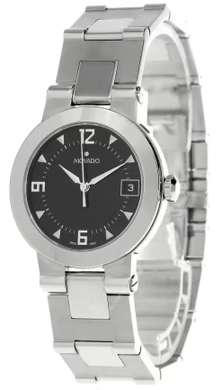 MOVADO Vizio Stainless Steel Black Dial Date Men's Watch 1605695