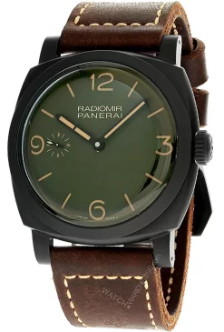 PANERAI Radiomir 48MM Hand Wind Military Green Dial Leather Men's Watch PAM00997