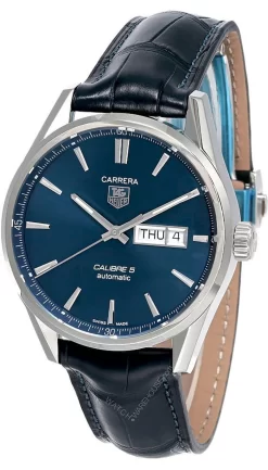 TAG HEUER Carrera 41MM AUTO SS Blue Dial LTHR Men's Watch WAR201E.FC6292