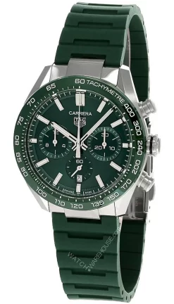 TAG HEUER Carrera AUTO 44MM Green Dial Rubber Men's Watch CBN2A1N.FT6238