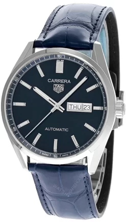 TAG HEUER Carrera Day-Date AUTO 41MM Blue Leather Men's Watch WBN2012.FC6502