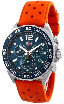 TAG Heuer Formula 1 Chronograph Blue Dial Orange Rubber Watch With 3 Subdials CAZ1014.FT8028