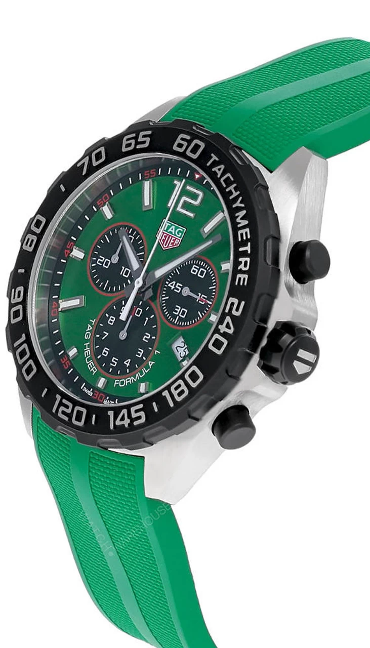 TAG HEUER Formula 1 Quartz CHRONO 43MM Green Rubber Men's Watch CAZ101AP.FT8056 2 TAG HEUER Formula 1 Quartz CHRONO 43MM Green Rubber Men's Watch CAZ101AP.FT8056 - Image 2