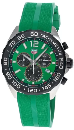 TAG HEUER Formula 1 Quartz CHRONO 43MM Green Rubber Men's Watch CAZ101AP.FT8056