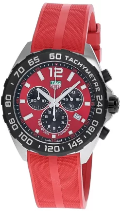 TAG HEUER Formula 1 Quartz CHRONO 43MM Red Rubber Men's Watch CAZ101AN.FT8055