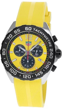 TAG HEUER Formula 1 Quartz CHRONO 43MM Yellow Rubber Men's Watch CAZ101AM.FT8054