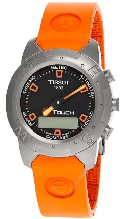 TISSOT Analog/Digital Multifunction SS Orange Rubber Men's Watch T33.7.498.59