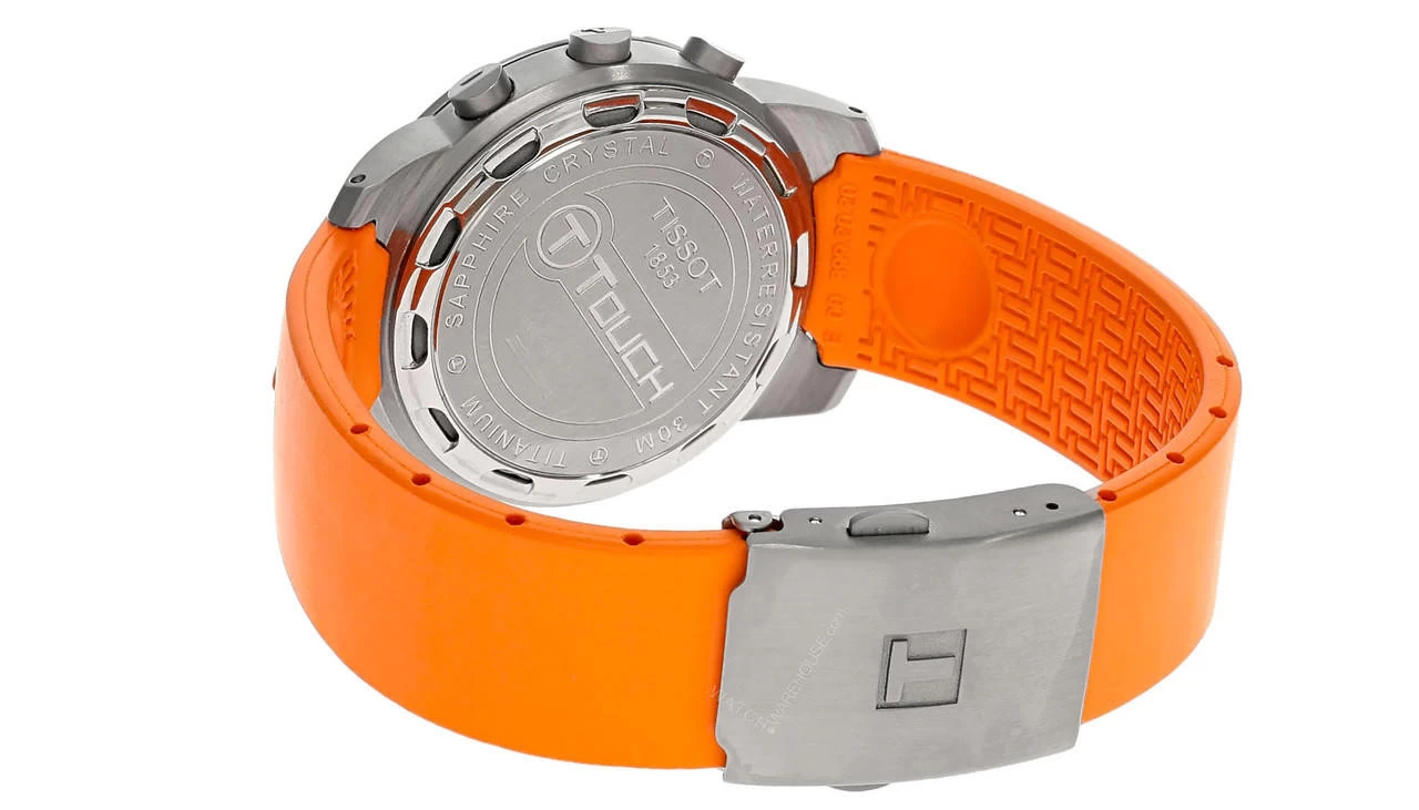 TISSOT Analog/Digital Multifunction SS Orange Rubber Men's Watch T33.7.498.59 3 TISSOT Analog/Digital Multifunction SS Orange Rubber Men's Watch T33.7.498.59 - Image 3