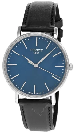 TISSOT Everytime 40MM Blue Dial BLK Leather Men's Watch T143.410.16.041.00