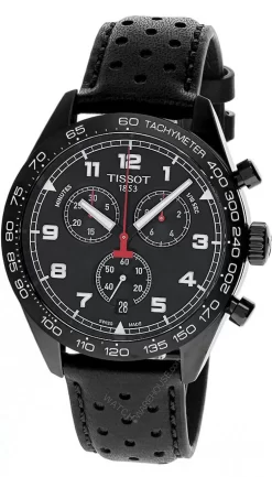 TISSOT PRS CHRONO 45MM Black Dial Leather Men's Watch T131.617.36.052.00