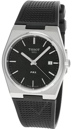 TISSOT PRX 40MM Quartz SS Black Dial Rubber Men's Watch T137.410.17.051.00