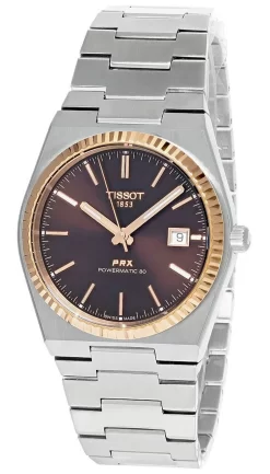 TISSOT PRX Powermatic 80 18K Gold Brown Dial Men's Watch T931.407.41.291.00