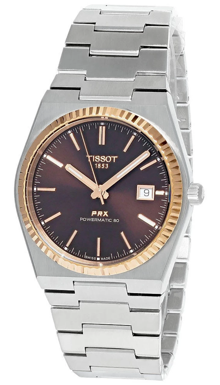 TISSOT PRX Powermatic 80 18K Gold Brown Dial Men's Watch T931.407.41.291.00 1 TISSOT PRX Powermatic 80 18K Gold Brown Dial Men's Watch T931.407.41.291.00
