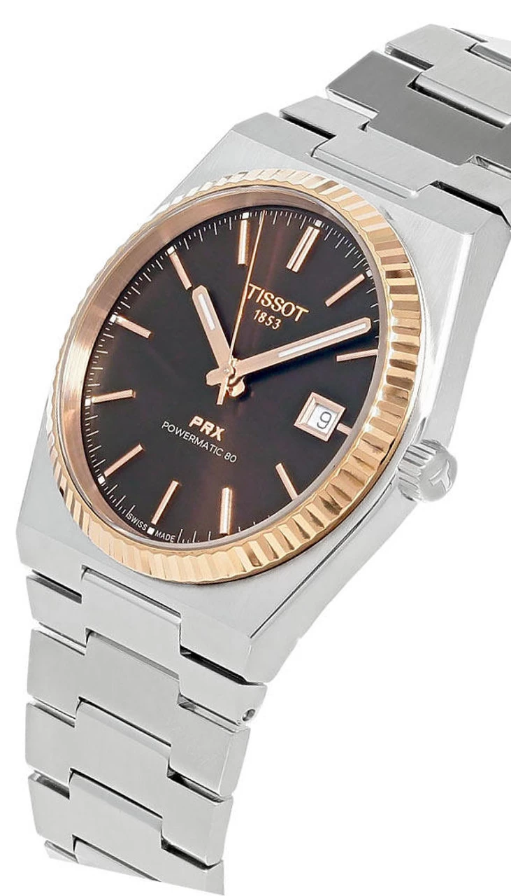 TISSOT PRX Powermatic 80 18K Gold Brown Dial Men's Watch T931.407.41.291.00 2 TISSOT PRX Powermatic 80 18K Gold Brown Dial Men's Watch T931.407.41.291.00 - Image 2