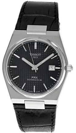 TISSOT PRX Powermatic 80 40MM Black Leather Men's Watch T137.407.16.051.00