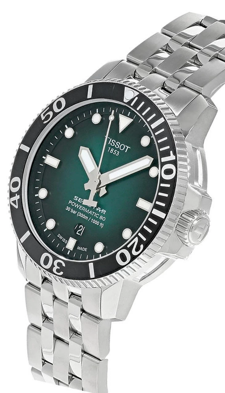 TISSOT Seastar 1000 Powermatic 80 Green Dial 43MM SS Men's Watch T120.407.11.091.01 2 TISSOT Seastar 1000 Powermatic 80 Green Dial 43MM SS Men's Watch T120.407.11.091.01 - Image 2