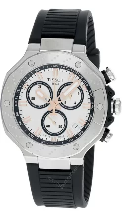 TISSOT T-Race CHRONO 45MM Quartz White Dial Rubber Men's Watch T141.417.17.011.00