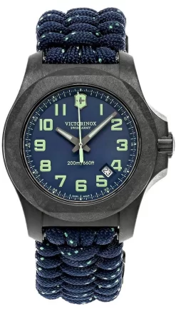 VICTORINOX I.N.O.X. Carbon 43MM QTZ Blue Dial Textile Men's Watch 241860