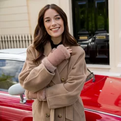 Women's Fingerless Sheepskin Mittens -Fashion Accessories Shop womens fingerless sheepskin mittens honey 3