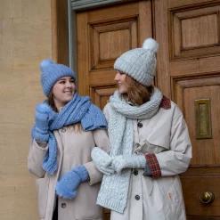 Women’s Cable Knit Scarf With Marl Yarn -Fashion Accessories Shop womens knitted gloves scarf hat blue white bcd3ad4c 8848 454e bbb4 952113b89587