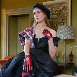 Women’s Touchscreen Leather Driving Gloves -Fashion Accessories Shop womens leather driving gloves red black