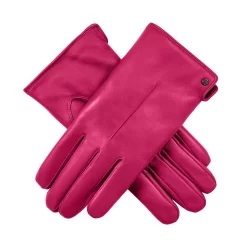 Women’s Touchscreen Single-Point Faux Fur-Lined Leather Gloves -Fashion Accessories Shop womens leather faux fur lined gloves fuchsia