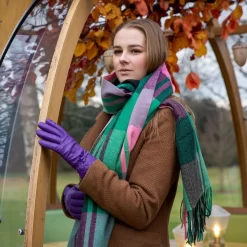 Women’s Wool-Lined Leather Gloves With Quilted Cuffs And Bow -Fashion Accessories Shop womens leather gloves with quilted cuffs amethyst 2