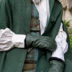 Women’s Three-Point Faux Fur-Lined Leather Mittens 22 Women’s Three-Point Faux Fur-Lined Leather Mittens -Fashion Accessories Shop womens leather mittens sage 1