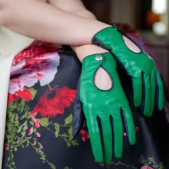 Women’s Touchscreen Leather Driving Gloves -Fashion Accessories Shop womens leather touchscreen driving gloves in emerald