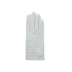 Women’s Perforated Leather Gloves -Fashion Accessories Shop womens perforated leather gloves back silver