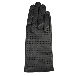 Women’s Perforated Leather Gloves -Fashion Accessories Shop womens perforated leather gloves black single back