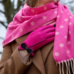 Women’s Reversible Polka Dot Scarf With Tassels -Fashion Accessories Shop womens polka dot pink scarf