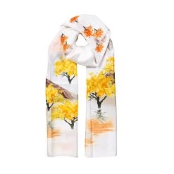 Women’s Trees And Mountains Print Silk-Like Lightweight Scarf