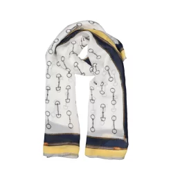 Womenâs Chain Print Silk-Like Lightweight Scarf With Border