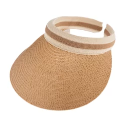 Women's Straw Sun Visor With Ribbon Band -Fashion Accessories Shop womens straw sun visor sand