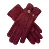 Women's Three-Point Fleece-Lined Suede Gloves