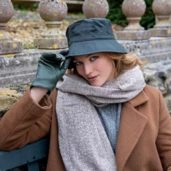 Women’s Halley Stevensons Waxed Cotton Bucket Hat -Fashion Accessories Shop womens waxed cotton bucket hat green